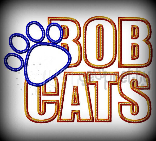 Bobcats Paw Silhouette Embroidery Applique Design