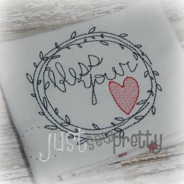 Bless Your Heart Tea Towel Embroidery Design