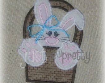 Bunny Girl in Basket Easter Embroidery Applique Design