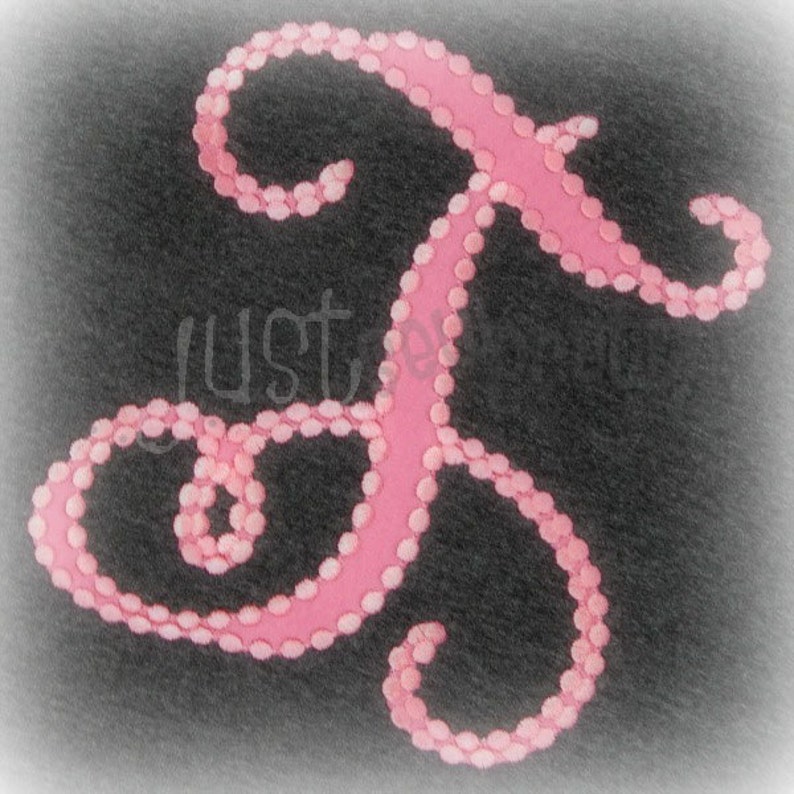 Beaded Vine Monogram Font Embroidery Applique Design Etsy