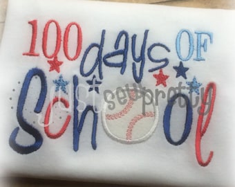 100 días de escuela de béisbol del bordado apliques diseño