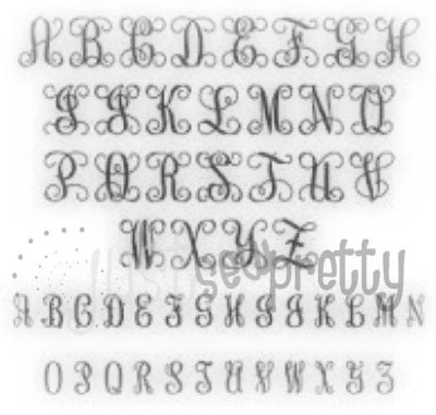 Vine Stitchie Monogram Font Embroidery Applique Design - Etsy