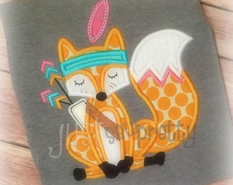 Indian Fox Applique Embroidery Design