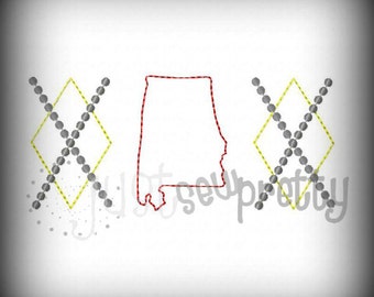 Alabama Redwork Embroidery Applique Design