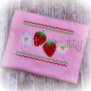 イチゴ 5x7 機械スモック刺繍デザイン