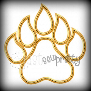 Peut inclure: Modèle de broderie de patte d'animal en or. Ce motif est parfait pour ajouter une touche de fantaisie à vos projets.