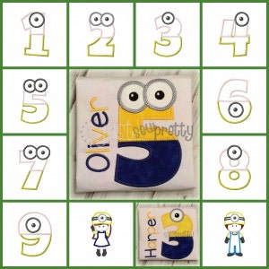 Helper Number Set 1 to 9 Embroidery Applique Design