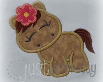 Cute Girl Horse Embroidery Applique Design