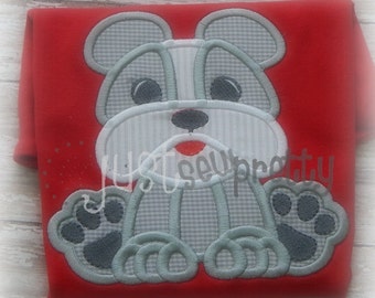 Cute Bulldog  Embroidery Applique Design