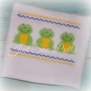 カエル 5x7 機械スモック刺繍デザイン