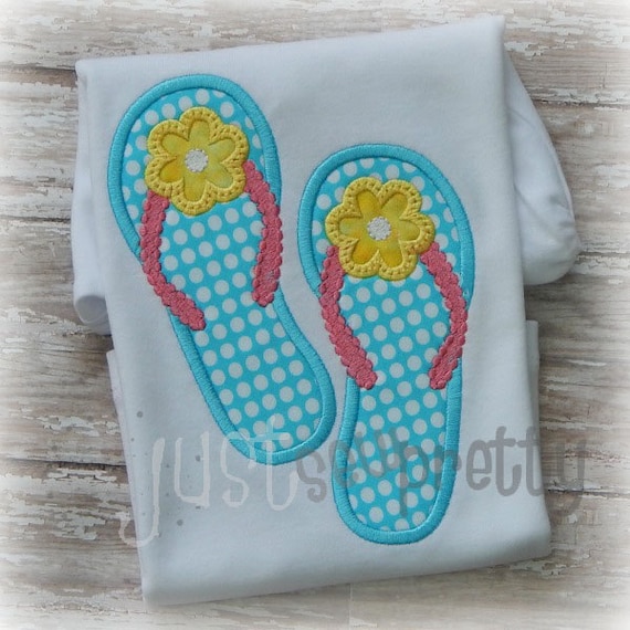 Flip Flops Embroidery Applique Design
