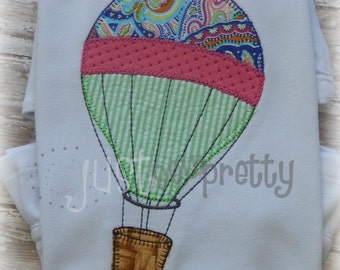 Vintage Blanket Hot Air Balloon Applique Embroidery Design