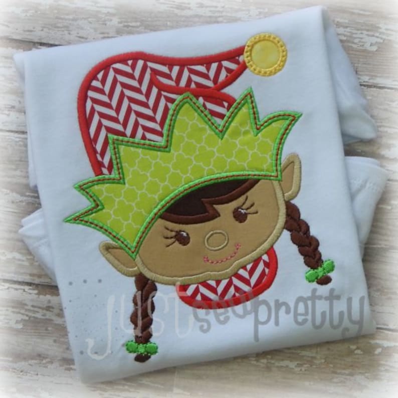 Girl Elf Face Embroidery Applique Design Etsy