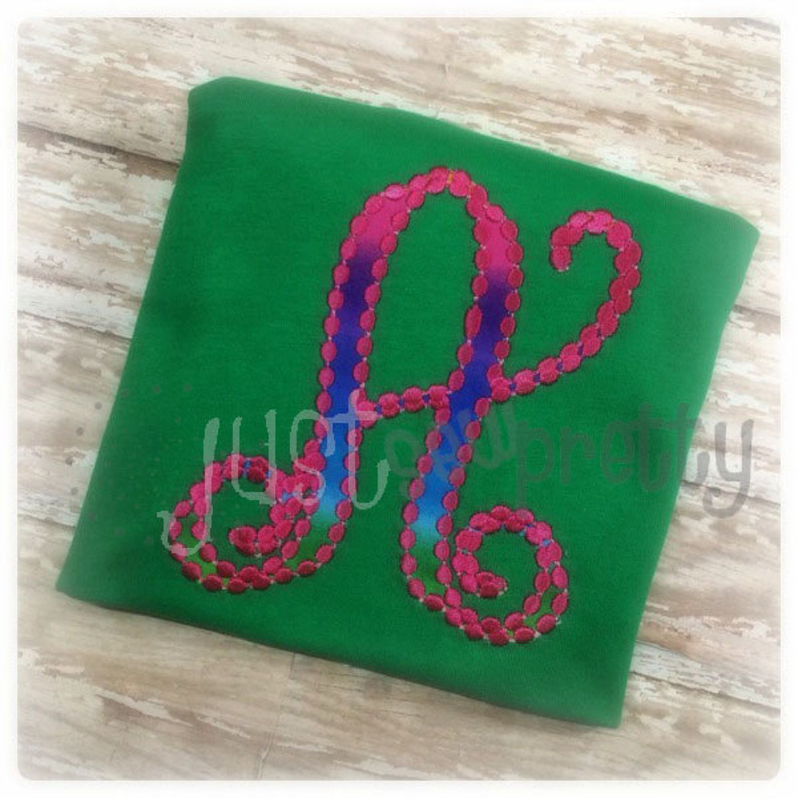 Beaded Vine Monogram Font Embroidery Applique Design Etsy