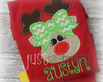 Rudette Reindeer Girl Embroidery Applique Design