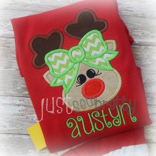 Rudette Reindeer Girl Embroidery Applique Design Etsy