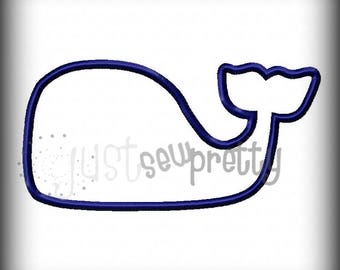 Simple Whale Outline Embroidery Applique Design