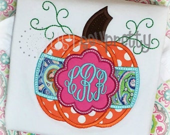 Scalloped Patch Monogram Pumpkin Applique Design