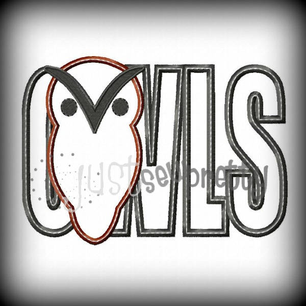Owls Silhouette Embroidery Applique Design