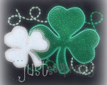 St. Patrick's Day Shamrock Duo Embroidery Applique Design