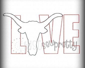 Love Steer Applique Redwork Embroidery Design