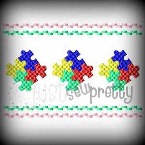 Autism Puzzle Awareness Machine Smocked Embroidery Design