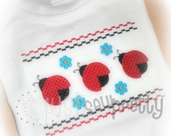 Ladybug Machine Smocked Embroidery Design