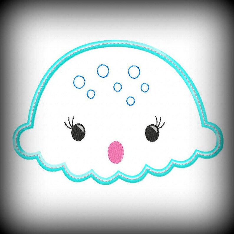 Ribbon Jellyfish Machine Applique Embroidery Design Etsy