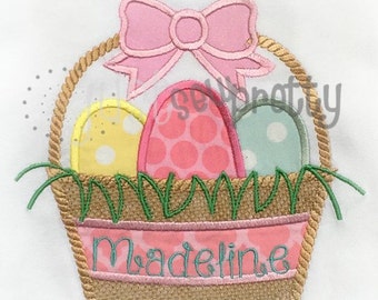 Easter Basket with Bow Embroidery Applique Design
