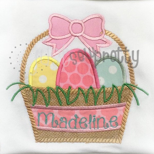 Easter Basket With Bow Embroidery Applique Design - Etsy