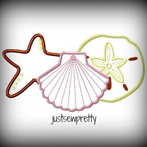 Shell Trio Embroidery Applique Design