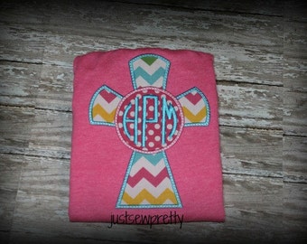 Cross with Monogram Center Embroidery Applique Design