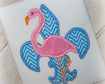 Fleur De Lis Flamingo Summer Embroidery Applique Design