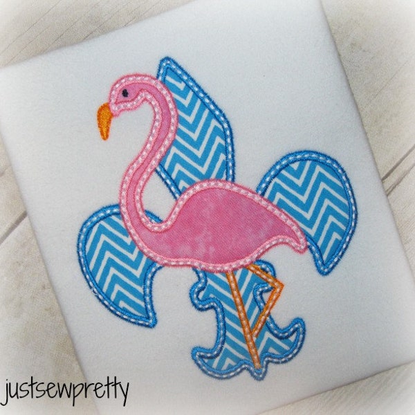 Fleur De Lis Flamingo Summer Embroidery Applique Design
