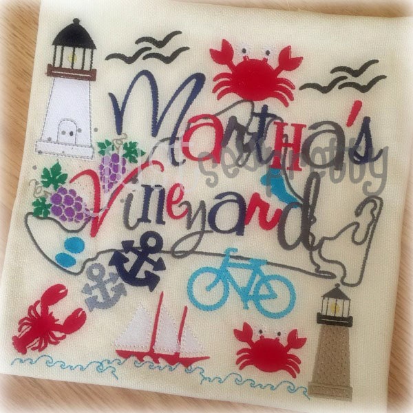 Martha's Vineyard Cape Cod Subway Art Embroidery Design