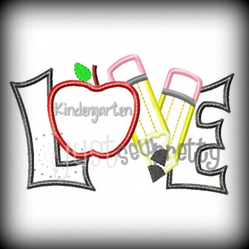 Love Kindergarten Pencils Embroidery Applique Design Etsy Love kindergarten pencils embroidery applique design etsy