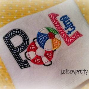 Pool Time Embroidery Applique Design