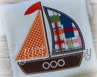 Simple Sailboat Applique Embroidery Design