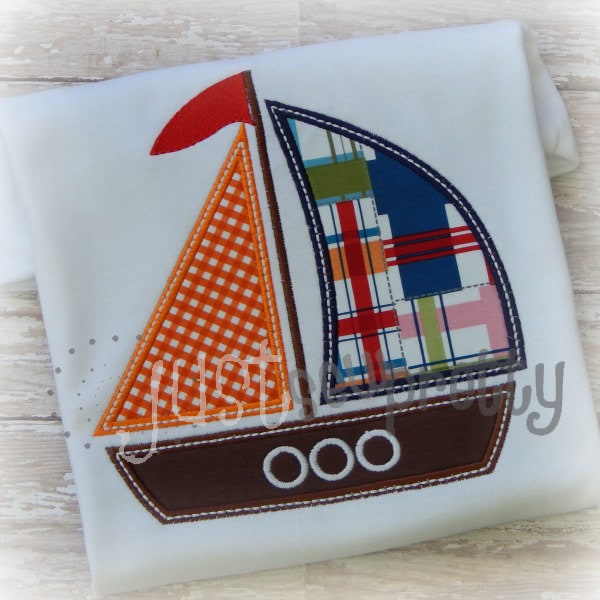 Simple Sailboat Applique Embroidery Design