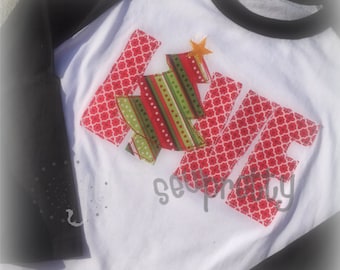 Love Christmas Applique Redwork Embroidery Design