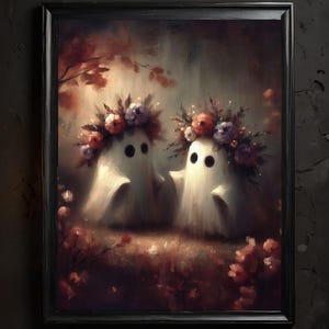 Impresión romántica de pareja fantasma: Decoración gótica de Halloween (descarga digital)