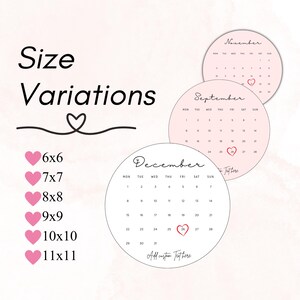 Editable Burn Away Cake Topper Calendar Template, Custom Round Сake ...