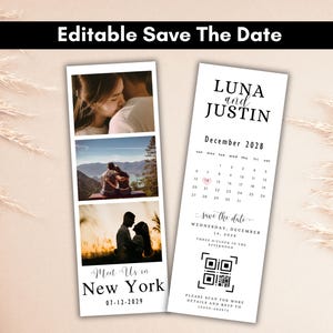 Editable Photo Strip Save the Date template, Photo Booth Save the Date, Photo Save The Date, Minimalist Save The Date, Modern Save The Date