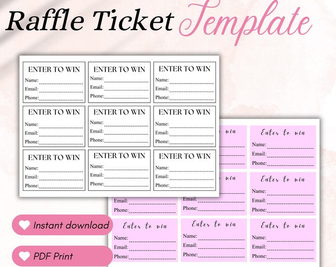 Raffle Tickets Vorlage, Canva Vorlage, Minimal Raffle Ticket, DIY ...