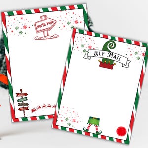 Carta del Polo Norte en blanco, carta de duende en blanco, papelería de Papá Noel, papelería navideña imprimible, carta de Papá Noel, duende imprimible, descarga instantánea