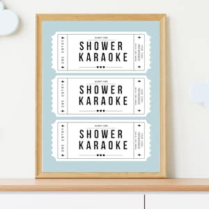 Vibrant Blue Retro Shower Karaoke, Singing Funny Bathroom blue print, Wall Decor, Digital Prints, Trendy Art Print, Shower Karaoke wall art