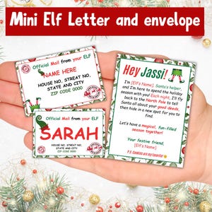 Carta de elfo en miniatura editable e imprimible con sobre, Hola de tu elfo, Imprimibles de elfos, Carta de un elfo, Carta de despedida de un elfo, Descarga instantánea