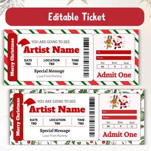 Fake Konzertkarte, Überraschungsgeschenkgutschein, Surprise Concert Show Template, Weihnachtsgeschenkkarte, Weihnachtskarte, Weihnachtskarte
