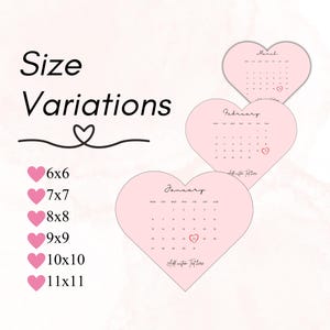 Pink Heart Shape Editable Burn Away Cake Topper Calendar Template,burn ...