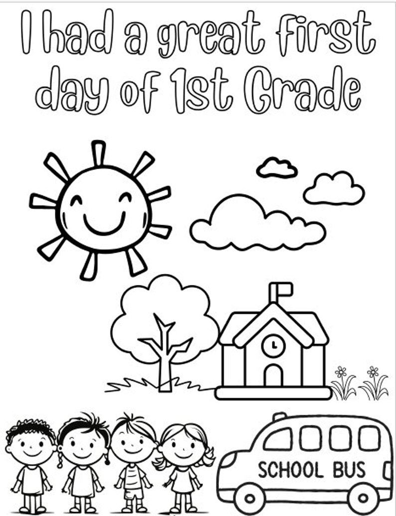 1st Day of School Coloring Page - Etsy